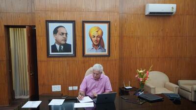 Finance minister Kailash Gahlot tabled in the survey in the assembly. (Twitter) Finance minister Kailash Gahlot tabled in the survey in the assembly. (Twitter)