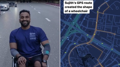 The image shows the wheelchair-bound man who created world’s largest GPS drawing. (Instagram/@guinnessworldrecords) The image shows the wheelchair-bound man who created world’s largest GPS drawing. (Instagram/@guinnessworldrecords)