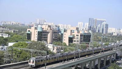 Gurugram, India- February 24, 2023: Huda city center metro station is the last station of the Gurugram at sector-29, A metro extension project will start from Huda centre to Cyber Hub in a loop. It will be 28 .5 kms, in Gurugram, India, on Friday, 24 February 2023. (Photo by Parveen Kumar/Hindustan Times)(Pic to go with Abhishek Behl's story)