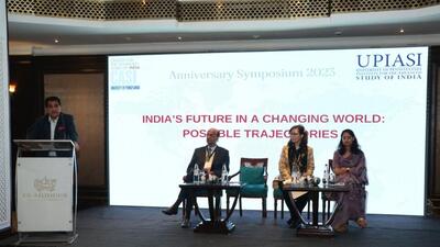 India’s G20 Sherpa Amitabh Kant speaking at a conference on March 11 to mark 25 years of UPIASI. (Sourced) India’s G20 Sherpa Amitabh Kant speaking at a conference on March 11 to mark 25 years of UPIASI. (Sourced)