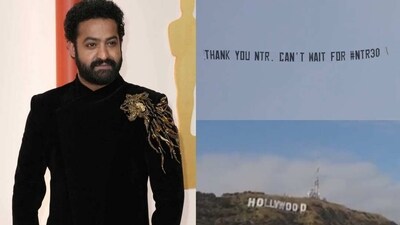 The actor's fans flew a banner that read 'Thank you NTR. Can't wait for #NTR30'. The actor's fans flew a banner that read 'Thank you NTR. Can't wait for #NTR30'.