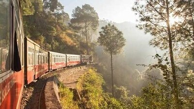 Kalka-Shimla Railway: This narrow-gauge railway line connects the town of Kalka in Haryana to the hill station of Shimla in Himachal Pradesh. The train passes through 102 tunnels, 864 bridges, and several quaint hill stations, offering breathtaking views of the Himalayan foothills. (Pinterest) Kalka-Shimla Railway: This narrow-gauge railway line connects the town of Kalka in Haryana to the hill station of Shimla in Himachal Pradesh. The train passes through 102 tunnels, 864 bridges, and several quaint hill stations, offering breathtaking views of the Himalayan foothills. (Pinterest)