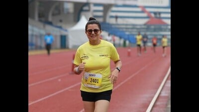 Major Farah Deeba during the run in Begaluru. (Sourced) Major Farah Deeba during the run in Begaluru. (Sourced)