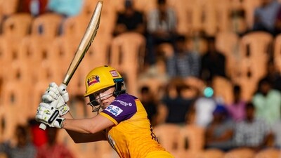 UP Warriorz player Alyssa Healy plays a shot during the Women's Premier League match against UP Warriorz (PTI)