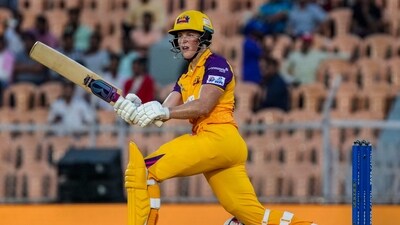 UP Warriorz player Grace Harris plays a shot during the Women's Premier League T20 cricket match between UP Warriorz and Gujarat Giants (PTI) UP Warriorz player Grace Harris plays a shot during the Women's Premier League T20 cricket match between UP Warriorz and Gujarat Giants (PTI)