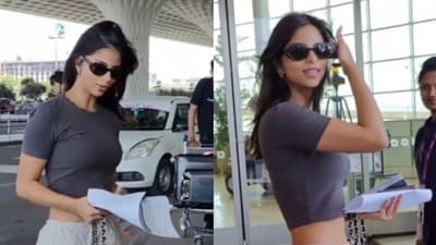 Suhana Khan posed for selfies with fans as she arrived at Mumbai airport on Monday.