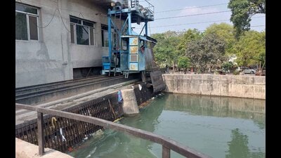 The accumulation of waste at the trash rack has reduced, improving the flow of water to the plant. (HT Photo) The accumulation of waste at the trash rack has reduced, improving the flow of water to the plant. (HT Photo)