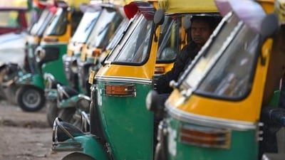 Bengaluru police detain auto drivers protesting against bike taxis. Video (Raj K Raj/HT PHOTO)
