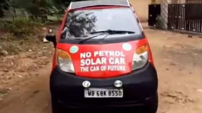 Photo of Tata Nano converted into solar powered car is going viral. (Live Hindustan) Photo of Tata Nano converted into solar powered car is going viral. (Live Hindustan)