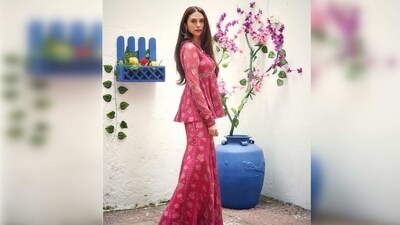 Aditi Rao Hydari's embroidered gharara set is a creation of designer Ridhi Mehra. (Instagram/@aditiraohydari) Aditi Rao Hydari's embroidered gharara set is a creation of designer Ridhi Mehra. (Instagram/@aditiraohydari)