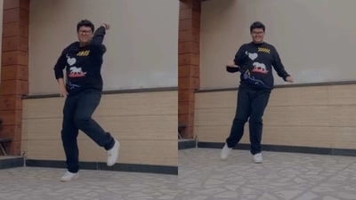 The image shows Gaurav Singh dancing to Anushka Sharma and Ranveer Singh’s Dum Dum. (Instagram/@gauraavvvv)