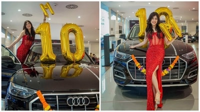 Riva Arora shared many pictures with her new car. Riva Arora shared many pictures with her new car.