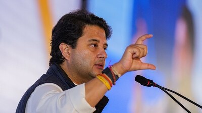 Union Minister for Civil Aviation Jyotiraditya Scindia addresses during the CAPA India Aviation Summit 2023, in New Delhi. (PTI)