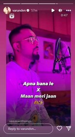 Varun Dhawan posted this mashup of Apna Bana Le and Maan Meri Jaan as Instagram story. (Instagram/@varundvn)