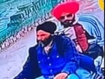 A CCTV image of Amritpal Singh fleeing on a motorcycle.