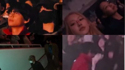 BTS' RM, Suga, V, Jungkook, and BLACKPINK's Jennie and Rose attended the Harry Styles concert. BTS' RM, Suga, V, Jungkook, and BLACKPINK's Jennie and Rose attended the Harry Styles concert.