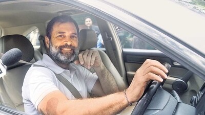 Congress leader Rahul Gandhileaves his residence after Sunday’s police visit. (Sanjeev Verma/ HT Photo) (HT_PRINT) Congress leader Rahul Gandhileaves his residence after Sunday’s police visit. (Sanjeev Verma/ HT Photo) (HT_PRINT)