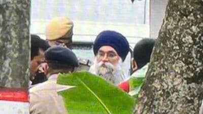Harjit Singh, the uncle of Waris Punjab De chief Amritpal Singh, being brought to the Central Jail in Dibrugarh, Assam, on Tuesday. (PTI Photo) Harjit Singh, the uncle of Waris Punjab De chief Amritpal Singh, being brought to the Central Jail in Dibrugarh, Assam, on Tuesday. (PTI Photo)
