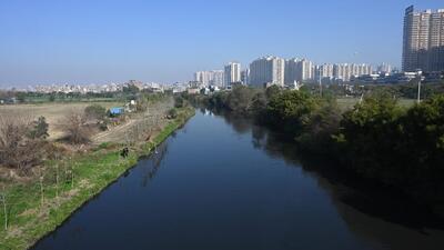 Hindon River in Greater Noida in February 2023. (HT Archive) Hindon River in Greater Noida in February 2023. (HT Archive)