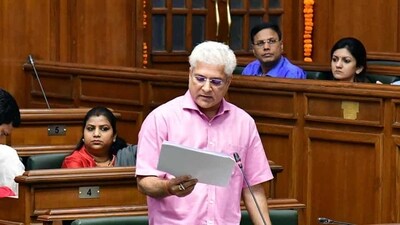 Minister Kailash Gahlot speaking in the assembly. (ANI) Minister Kailash Gahlot speaking in the assembly. (ANI)