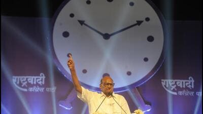 Kolhapur, India - April 23, 2022: NCP chief Sharad Pawar at a State level rally by Nationalist Congress Party (NCP) at Kolhapur, India, on Saturday, April 23, 2022. (Photo by Uday Deolekar/HT Photo) (HT PHOTO) Kolhapur, India - April 23, 2022: NCP chief Sharad Pawar at a State level rally by Nationalist Congress Party (NCP) at Kolhapur, India, on Saturday, April 23, 2022. (Photo by Uday Deolekar/HT Photo) (HT PHOTO)