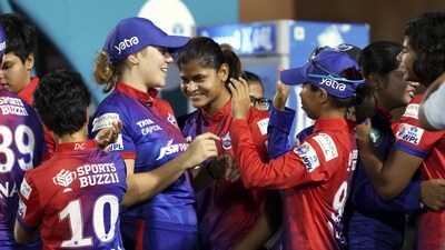 Delhi Capitals' celebrate after winning their Women's Premier League (WPL) cricket match against UP Warriorz (PTI) Delhi Capitals' celebrate after winning their Women's Premier League (WPL) cricket match against UP Warriorz (PTI)