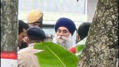 The FIR was registered in Mehatpur police station on the complaint of Manpreet Singh, sarpanch of Udhowal village, who along with his family was held hostage by Amritpal’s uncle Harjit Singh and driver. (HT Photo) The FIR was registered in Mehatpur police station on the complaint of Manpreet Singh, sarpanch of Udhowal village, who along with his family was held hostage by Amritpal’s uncle Harjit Singh and driver. (HT Photo)
