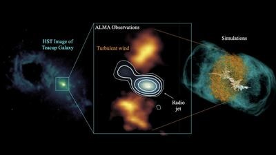 The IAC-led team discovered a perfect case to study the interaction of the radio jet with the cold gas around a massive quasar, named the Teacup galaxy. (HT PHOTO) The IAC-led team discovered a perfect case to study the interaction of the radio jet with the cold gas around a massive quasar, named the Teacup galaxy. (HT PHOTO)