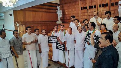 The Opposition announced a fresh stir in the House seeking action against marshals and the ruling party legislators who allegedly manhandled Opposition MLAs last week. (PTI) The Opposition announced a fresh stir in the House seeking action against marshals and the ruling party legislators who allegedly manhandled Opposition MLAs last week. (PTI)