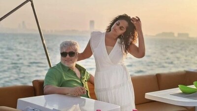 Ajith with wife Shalini on vacation. Ajith with wife Shalini on vacation.