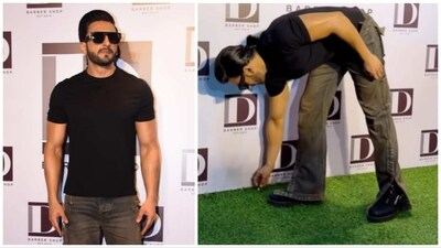 Ranveer Singh was seen picking some trash at an event. (Viral Bhayani) Ranveer Singh was seen picking some trash at an event. (Viral Bhayani)