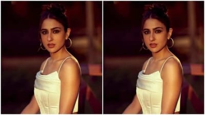 Sara looked gorgeous in the white slip cropped top with corset details, further teamed with a pair of white high-waisted formal trousers with wide legs.&nbsp; (Instagram/@saraalikhan95)