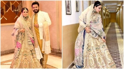 Swara Bhasker recently got married to activitist Fahas Ahmad in a stunning wedding ceremony. Walima ceremony of the couple took place in Bareilly. Walima is the marriage reception done from the groom’s side and is the last part of a wedding ceremony. Swara, on Tuesday, shared a tring of pictures of herself and husband Fahad looking perfect in ethnics. (Twitter.com/ReallySwara) Swara Bhasker recently got married to activitist Fahas Ahmad in a stunning wedding ceremony. Walima ceremony of the couple took place in Bareilly. Walima is the marriage reception done from the groom’s side and is the last part of a wedding ceremony. Swara, on Tuesday, shared a tring of pictures of herself and husband Fahad looking perfect in ethnics. (Twitter.com/ReallySwara)