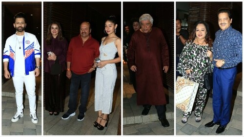 Rahul Vaidya, Rajesh Roshan with family, Javed Akhtar, Pankaj Udhas at the party. (Varinder Chawla) Rahul Vaidya, Rajesh Roshan with family, Javed Akhtar, Pankaj Udhas at the party. (Varinder Chawla)