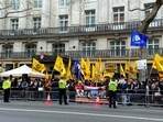 Pro-Khalistan leaders and supporters during a protest in London. Pro-Khalistan leaders and supporters during a protest in London.