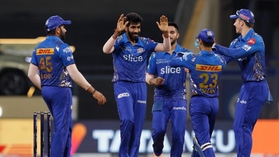 Mumbai Indians Jasprit Bumrah celebrates the dismissal of Delhi Capitals Prithvi Shaw during the Indian Premier League 2022 (IPL Twitter) Mumbai Indians Jasprit Bumrah celebrates the dismissal of Delhi Capitals Prithvi Shaw during the Indian Premier League 2022 (IPL Twitter)