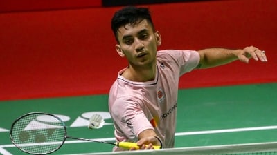 India�s Lakshya Sen hits a return against Indonesia�s Jonatan Christie during their men's singles quarter-final match at the 2023 Indonesia Masters badminton tournament in Jakarta on January 27, 2023. (Photo by Bay ISMOYO / AFP) (AFP) India�s Lakshya Sen hits a return against Indonesia�s Jonatan Christie during their men's singles quarter-final match at the 2023 Indonesia Masters badminton tournament in Jakarta on January 27, 2023. (Photo by Bay ISMOYO / AFP) (AFP)