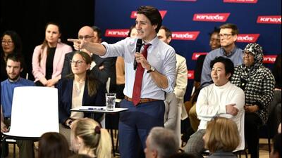 Canadian Prime Minister Justin Trudeau speaks during a town hall session at Kinaxis, a Kanata-based software company in Ottawa, Ontario, on Monday. (AP) Canadian Prime Minister Justin Trudeau speaks during a town hall session at Kinaxis, a Kanata-based software company in Ottawa, Ontario, on Monday. (AP)