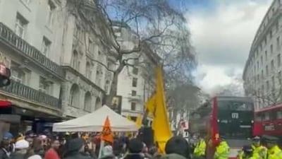 Khalistan supporters protest outside India mission in London (ANI) Khalistan supporters protest outside India mission in London (ANI)