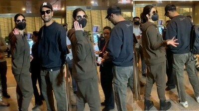 Katrina Kaif and Vicky Kaushal at the Mumbai airport. Katrina Kaif and Vicky Kaushal at the Mumbai airport.