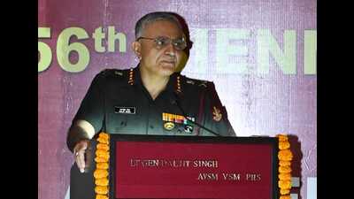 Lt Gen Daljit Singh, senior colonel commandant, AMC, delivering the keynote address at the start of the 56th Biennial Conference of the AMC. (HT Photo) Lt Gen Daljit Singh, senior colonel commandant, AMC, delivering the keynote address at the start of the 56th Biennial Conference of the AMC. (HT Photo)