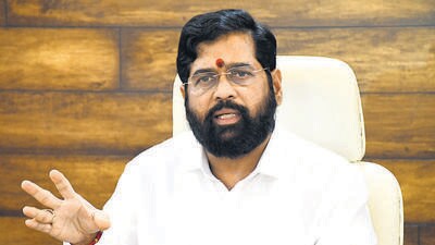 Mumbai, India - July 05, 2022: Chief Minister Eknath Shinde addresses the media during a press conference at BMC Disaster Management Department, BMC Headquarters, in Mumbai, India, on Tuesday, July 05, 2022. (Photo by Bhushan Koyande/HT Photo) (HT PHOTO)