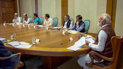 Prime Minister Narendra Modi chairs a high-level meeting to review the Covid situation, in New Delhi on Wednesday. (PTI) Prime Minister Narendra Modi chairs a high-level meeting to review the Covid situation, in New Delhi on Wednesday. (PTI)