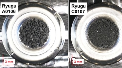 Carbonaceous rock samples retrieved from the asteroid Ryugu, that were subjected to chemical analysis by Hayabusa2 soluble organic matter (SOM) team members, led by Hiroshi Naraoka, Yoshinori Takano and Jason Dworkin. (JAXA via REUTERS)