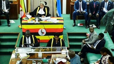 Uganda Anti-Gay Law: Bugiri Municipality Member of Parliament Asuman Basalirwa, addresses the house as he participates in the debate of the Anti-Homosexuality bill. (Reuters)
