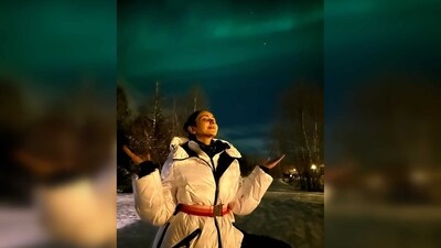 Rakul Preet shared her once in a lifetime experience with her fans and gave the internet a glimpse of the northern lights through her lens. (Instagram/@rakulpreet) Rakul Preet shared her once in a lifetime experience with her fans and gave the internet a glimpse of the northern lights through her lens. (Instagram/@rakulpreet)