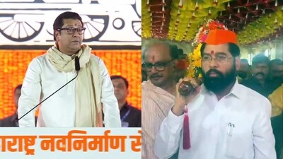 Maharashtra Navnirman Sena chief Raj Thackeray and Maharashtra chief minister Eknath Shinde. (ANI) Maharashtra Navnirman Sena chief Raj Thackeray and Maharashtra chief minister Eknath Shinde. (ANI)