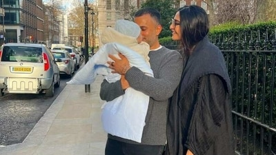 Sonam Kapoor and Anand Ahuja in a photo with their son Vayu. Sonam Kapoor and Anand Ahuja in a photo with their son Vayu.