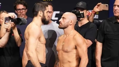 UFC lightweight champion Islam Makhachev successfully defended his title against featherweight champion Alexander Volkanovski at UFC 284 (Getty) UFC lightweight champion Islam Makhachev successfully defended his title against featherweight champion Alexander Volkanovski at UFC 284 (Getty)