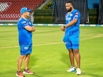 Kieron Pollard (R) amped up Mumbai Indians' first IPL 2023 session Kieron Pollard (R) amped up Mumbai Indians' first IPL 2023 session